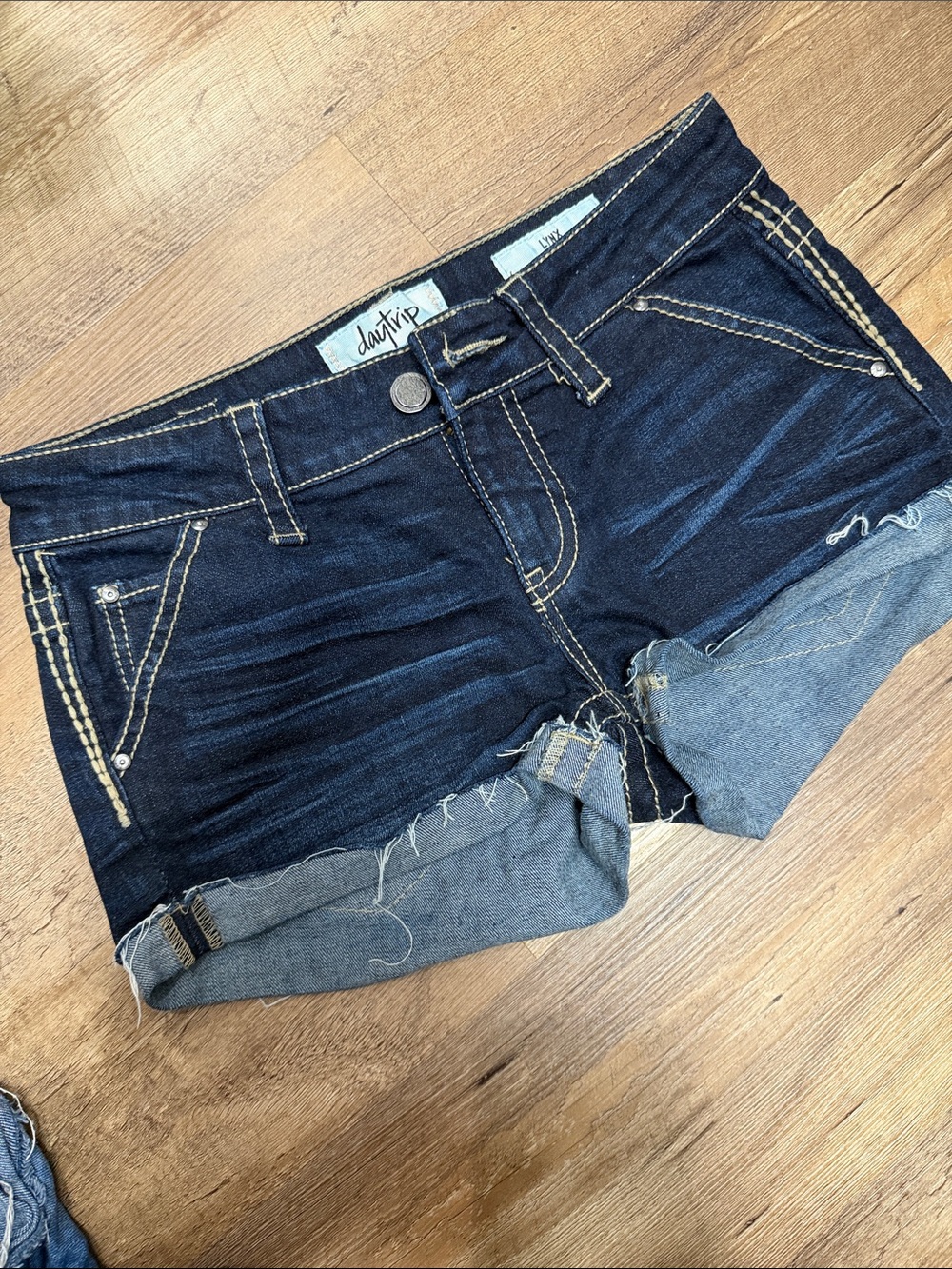 Daytrip Dark Blue Denim Rolled Cuff Women’s Shorts